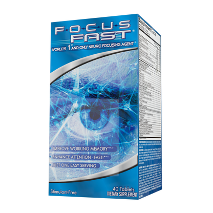 Focus Fast retail box showing the front and Supplement Facts side panel