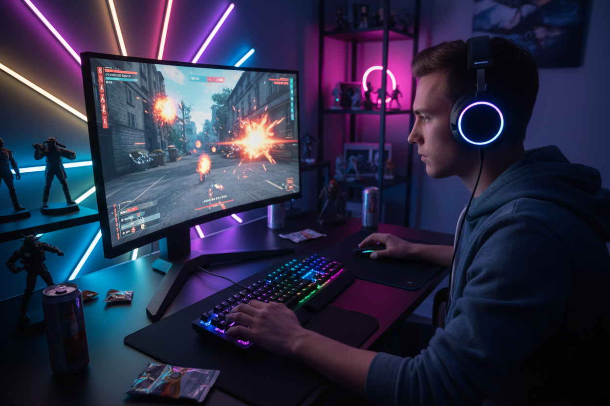 gamer playing video games